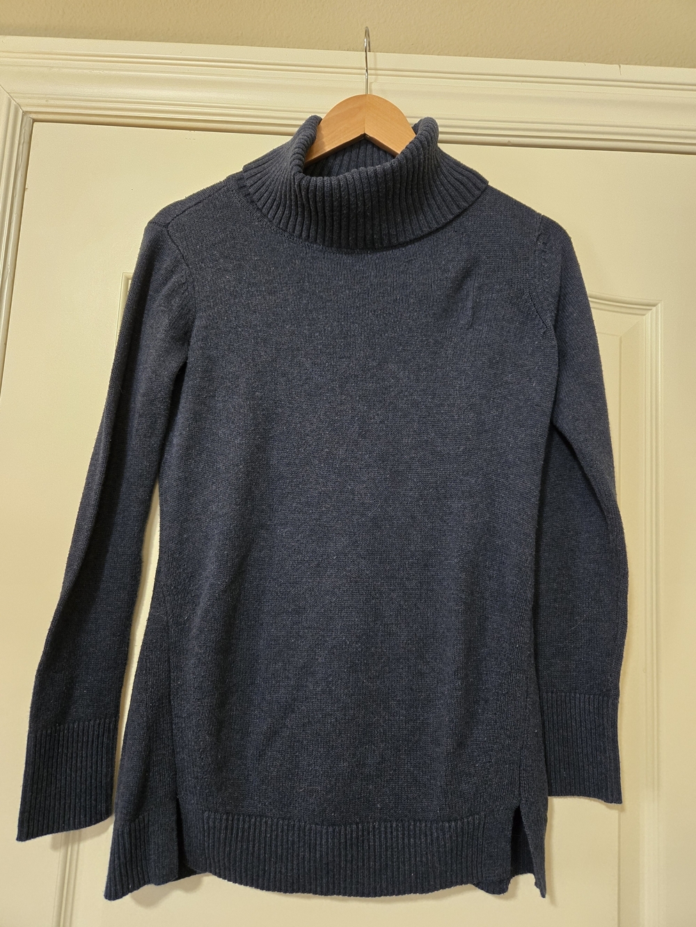 H by Halston Navy Ribbed Cowl Neck Sweater Soft Cozy Layering